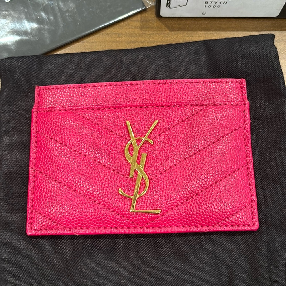 YSL Pink Leather Card Case (NEW/UNUSED)